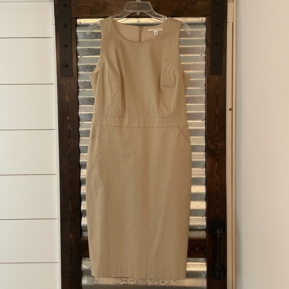 Banana Republic khaki shift dress, stretch size 10.